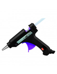 Tradineur - Pistola de silicona caliente 20W, modelo Miniglue Gun Plus, pistola de pegamento, encolar, incluye 2 barras de silic