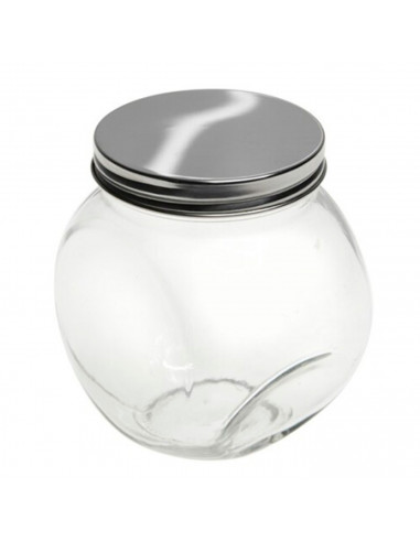 Tradineur - Tarro de Transparente con dos posiciones y tapa de rosca metálica - Capacidad de 700 ml - Recipiente inclinable para
