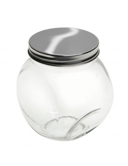 Tradineur - Tarro de Transparente con dos posiciones y tapa de rosca metálica - Capacidad de 700 ml - Recipiente inclinable para