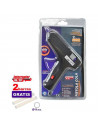 Tradineur - Pistola de silicona caliente 60W, modelo Brico Plus, pistola de pegamento, encolar, incluye 2 barras de silicona y c