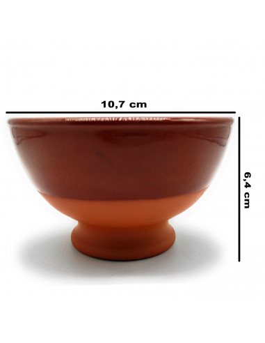 Tradineur - Taza de barro para aperitivos Nº 2, tazón para vino, queimada, diseño tradicional, artesanal (Marrón, 10,7 x 6,4 cm)