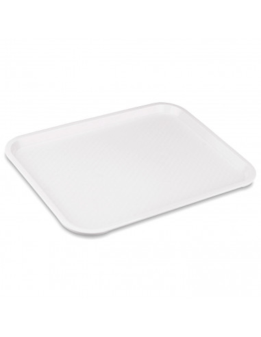 Tradineur - Bandeja reutilizable rectangular, polipropileno, hostelería, bares, restaurantes, hogar, fabricada en España (Blanco