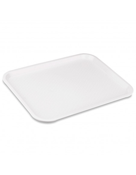 Tradineur - Bandeja reutilizable rectangular, polipropileno, hostelería, bares, restaurantes, hogar, fabricada en España (Blanco