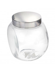 Tradineur - Tarro de Transparente con dos posiciones y tapa de rosca metálica - Capacidad de 2200 ml - Recipiente inclinable par