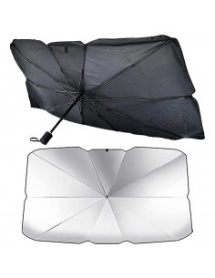 Tradineur - Parasol para coches con mango - Fabricado en Tela/Hierro - Tamaño universal, apto para todos los coches - 79 x 140 c