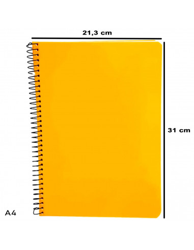 Tradineur - Cuaderno A4 con hojas en blanco, lisas, encuadernación de espiral y tapa dura, libreta tamaño folio, bloc de notas c