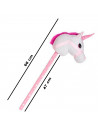 Tradineur - Cabeza de unicornio con palo, incluye sonido realista, peluche musical para montar, juguete infantil, funciona con p