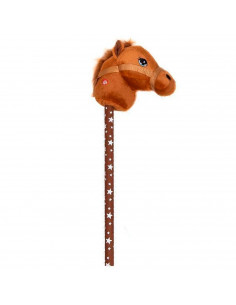 Tradineur - Cabeza de caballo con palo, incluye sonido realista, peluche musical para montar, juguete infantil, funciona con pil