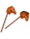 Tradineur - Cabeza de caballo con palo, incluye sonido realista, peluche musical para montar, juguete infantil, funciona con pil