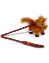 Tradineur - Caballo de peluche, anda y relincha, incluye correa rígida de 75 cm, sonido realista, peluche musical para pasear, j