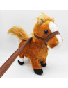 Tradineur - Caballo de peluche, anda y relincha, incluye correa rígida de 75 cm, sonido realista, peluche musical para pasear, j
