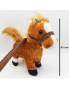 Tradineur - Caballo de peluche, anda y relincha, incluye correa rígida de 75 cm, sonido realista, peluche musical para pasear, j