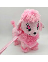 Tradineur - Perrita de peluche, anda/baila y canta, incluye correa rígida de 75 cm, peluche musical para pasear, juguete infanti