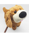 Tradineur - Perro de peluche, anda/baila y canta, incluye correa rígida de 75 cm, peluche musical para pasear, juguete infantil