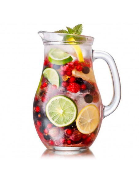 Tradineur - Jarra de cristal con tapa de plástico, servir agua, té helado, bebidas frías, limonada, zumo, transparente, resisten Tradineur - Jarra de cristal con tapa de plástico, servir agua, té helado, bebidas frías, limonada, zumo, transparente, resisten