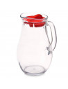 Tradineur - Jarra de cristal con tapa de plástico, servir agua, té helado, bebidas frías, limonada, zumo, transparente, resisten