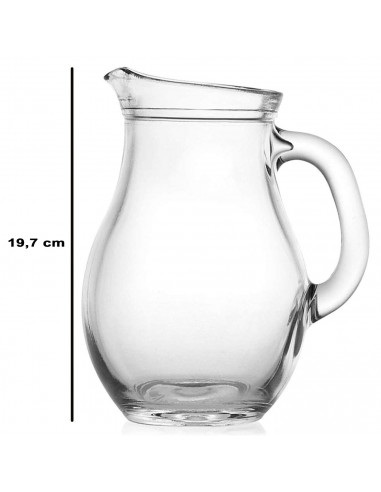 Tradineur - Jarra de cristal con tapa de plástico, servir agua, té helado, bebidas frías, limonada, zumo, transparente, resisten