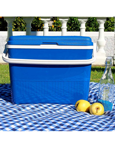 Tradineur - Nevera rígida portátil con asa, polipropileno, 11 horas de frío, porta alimentos y bebidas para playa, acampada, pic