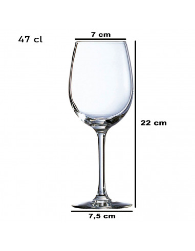 Tradineur - Set de 6 copas de vino de cristal, diseño sofisticado y elegante, aptas para lavavajillas, restaurante, hogar (47 cl