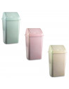 Tradineur - Papelera de plástico con tapa basculante, cubo basura ligero, resistente, baño, cocina, oficina, fabricada en España