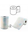 Tradineur - Pack de 2 rollos de papel de cocina decorado XXL, doble capa, máxima absorción, suave, multiusos, limpieza, papel 10