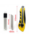 Tradineur - Cúter con 2 cuchillas de recambio, superficie antideslizante, cutter con hoja de 110 x 18 mm, bloqueo de seguridad,