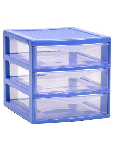 Tradineur - Cajonera guadiana de sobremesa, incluye 3 cajones transparentes, torre de almacenaje, armario, baño, oficina, fabric