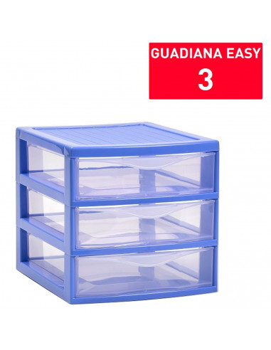 Tradineur - Cajonera guadiana de sobremesa, incluye 3 cajones transparentes, torre de almacenaje, armario, baño, oficina, fabric