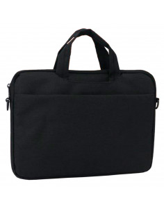 Tradineur - Bolsa para portátil de 13-14 pulgadas, bolso, bandolera, maletín, funda de tela impermeable con asas y correa de hom