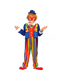 Tradineur - Disfraz de payaso infantil, 100% poliéster, incluye mono con pajarita y chaqueta, circo, niños, carnaval, Halloween,
