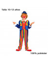 Tradineur - Disfraz de payaso infantil, 100% poliéster, incluye mono con pajarita y chaqueta, circo, niños, carnaval, Halloween,