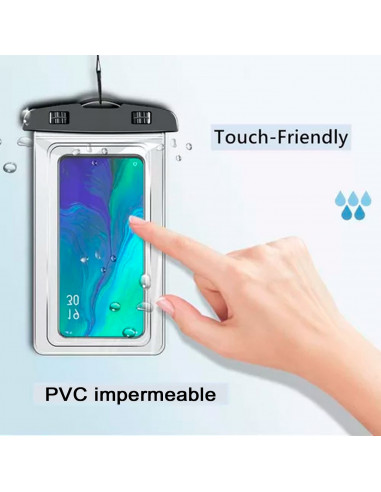 Tradineur - Bolsa estanca móvil universal, funda impermeable con correa para smartphone de hasta 6,7 pulgadas, guardar dinero, t