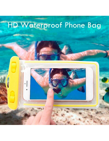 Tradineur - Bolsa estanca móvil universal, funda impermeable con correa para smartphone de hasta 6,7 pulgadas, guardar dinero, t