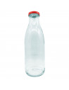 Tradineur - Botella de vidrio multiusos, bote, frasco facetado con tapa de rosca, guardar agua, leche, zumo, bebidas (9 x 25,5 c