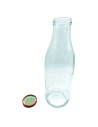 Tradineur - Botella de vidrio multiusos, bote, frasco facetado con tapa de rosca, guardar agua, leche, zumo, bebidas (9 x 25,5 c