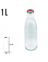 Tradineur - Botella de vidrio multiusos, bote, frasco facetado con tapa de rosca, guardar agua, leche, zumo, bebidas (9 x 25,5 c