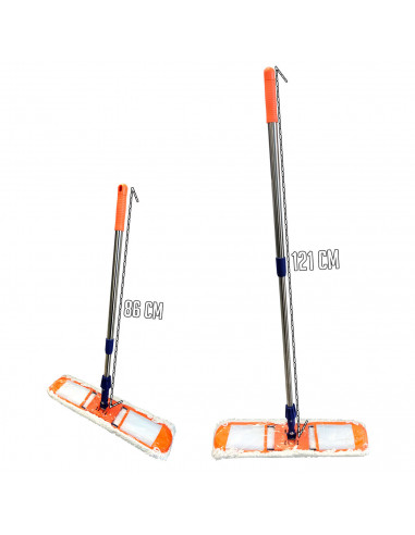 Tradineur - Mopa pequeña con mango extensible - Fabricado en algodón - limpieza de suelos, baldosas, baño, hogar - 86-121 x 58 x