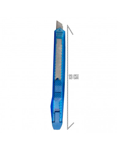 Tradineur - Pack de 3 cúters - Mango ergonómico antideslizante - Fabricado en acero y plástico - Longitud de 13 cm - Color: Azul