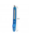 Tradineur - Pack de 3 cúters - Mango ergonómico antideslizante - Fabricado en acero y plástico - Longitud de 13 cm - Color: Azul