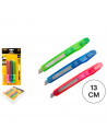 Tradineur - Pack de 3 cúters - Mango ergonómico antideslizante - Fabricado en acero y plástico - Longitud de 13 cm - Color: Azul