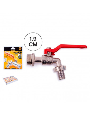 Tradineur - Grifo de latón para exteriores - Conexión de 3/4" - Apto para baño, lavadero, jardín, cocina, etc. - Longitud de 1,9
