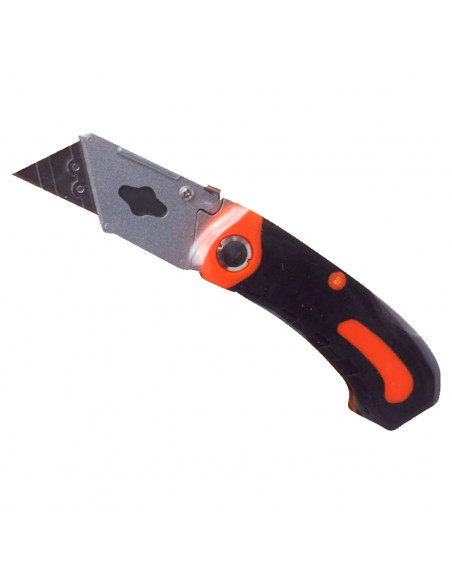 Tradineur - Cúter plegable con 5 hojas de repuesto - Mango ergonómico antideslizante - Fabricado en acero y plástico - Hojas de Tradineur - Cúter plegable con 5 hojas de repuesto - Mango ergonómico antideslizante - Fabricado en acero y plástico - Hojas de