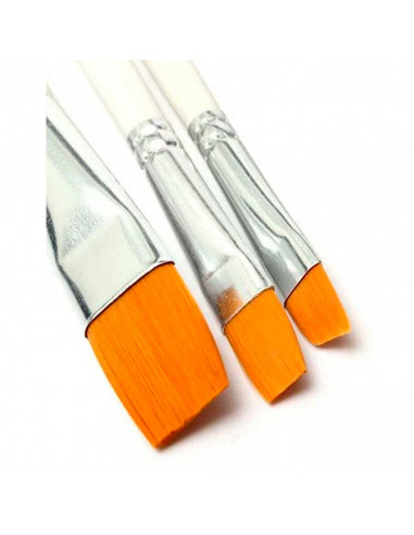 Tradineur - Set de 3 pinceles para los artistas - Fabricado en madera - Punta de pelo natural plano - Ideal para trazos o contor