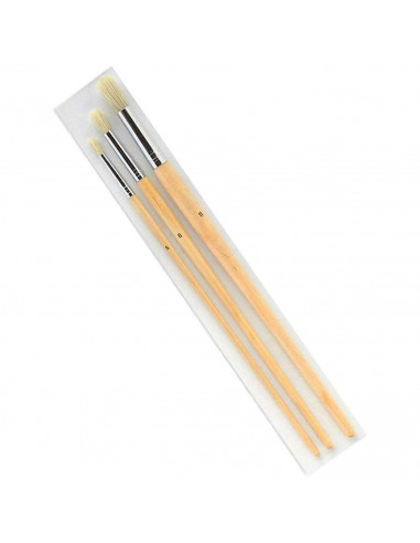 Tradineur - Set de 3 pinceles para los artistas - Fabricado en madera - Punta de pelo natural redondo - Ideal para trazos o cont