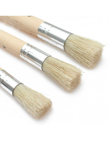 Tradineur - Set de 3 pinceles para los artistas - Fabricado en madera - Punta de pelo natural redondo - Ideal para trazos o cont