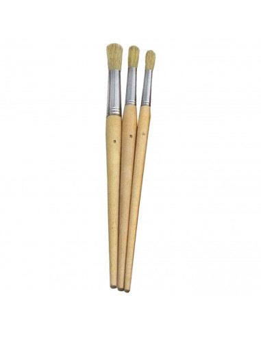 Tradineur - Set de 3 pinceles para los artistas - Fabricado en madera - Punta de pelo natural redondo - Ideal para trazos o cont