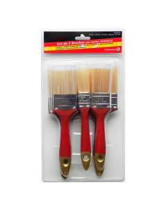 Tradineur - Set de 5 Brochas de cerdas sintéticas - Fabricado en Madera y cerdas sintética - Medidas: 76 mm + 64 mm + 51 mm + 38