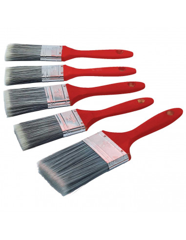 Tradineur - Set de 5 Brochas de cerdas sintéticas - Fabricado en Madera y cerdas sintética - Medidas: 76 mm + 64 mm + 51 mm + 38