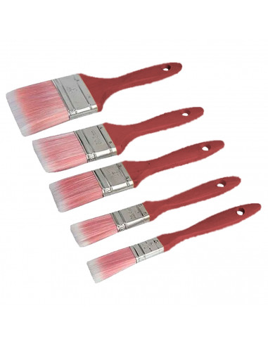 Tradineur - Set de 5 Brochas de cerdas sintéticas - Fabricado en Madera y cerdas sintética - Medidas: 76 mm + 64 mm + 51 mm + 38
