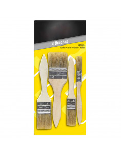 Tradineur - Set de 4 Brochas de cerdas sintéticas - Fabricado en Madera y cerdas sintética - Medidas: 12,5 mm + 25 mm + 40 mm +